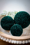 Emerald Green Knit Ball Ornaments