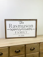Custom Family Name With Leaves 14x24