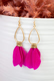 Teadrop  Earrings with Feathers
