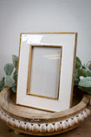 White Enamel and Wood Photo Frame