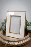White Enamel and Wood Photo Frame