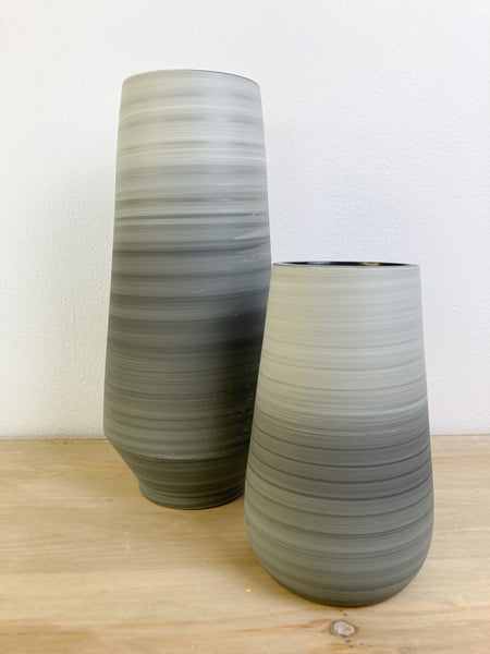 Striped Gray Ombre Vases