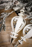 Glass White & Silver Finial Ornaments