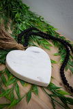 Marble Heart on Wooden Bead Strand