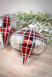 Red Black & White Tartan Glass Ornaments