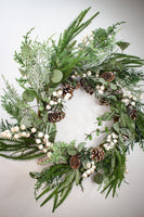Glittered Pine Wreath with Berries & Cones