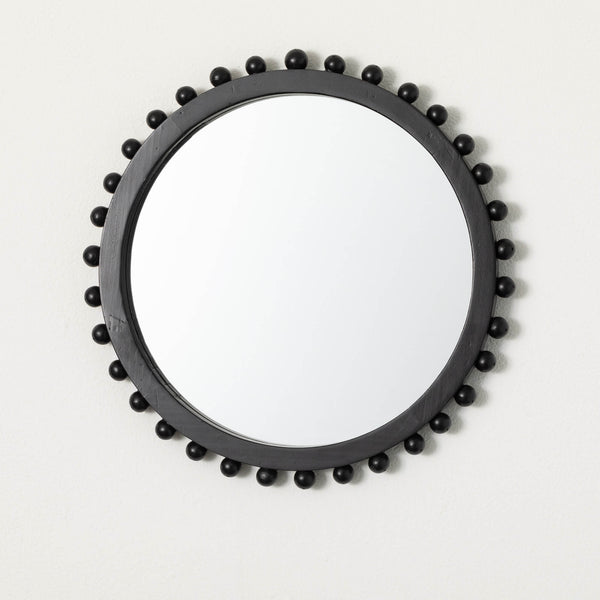 Wood Black Circle Mirror