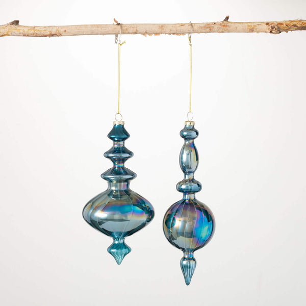 Sapphire Blue Glass Finial Ornament