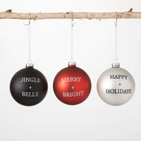 Worded Black, Red & White Ornaments