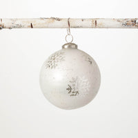 White & Snowflake Glass Ornament