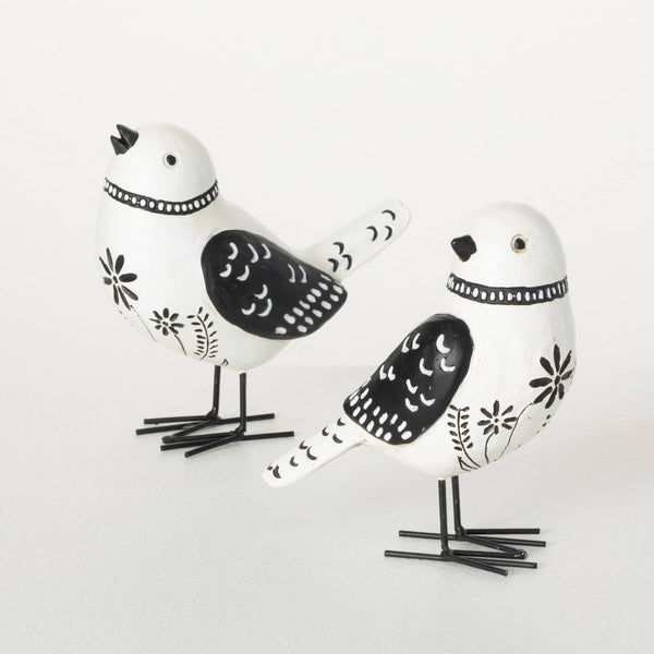 Whimsical White & Black Birds