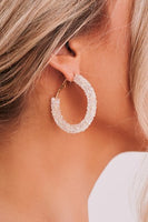 Textured Beaded Hoop Earrings